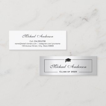 Silver Metallic Look Graduation Name Card Namecard | Zazzle