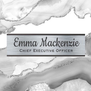 Silver Metallic Look Hanging Door Sign Name Plate