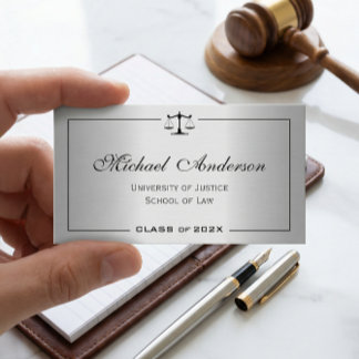 Silver Metallic Look Law School Student Calling Card