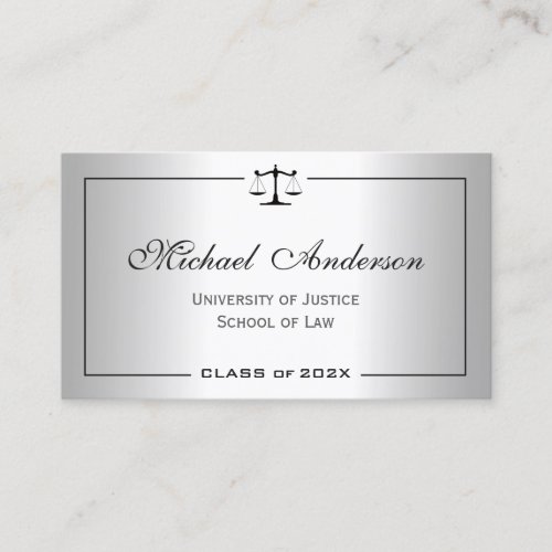 Silver Metallic Look Law School Student Calling Card