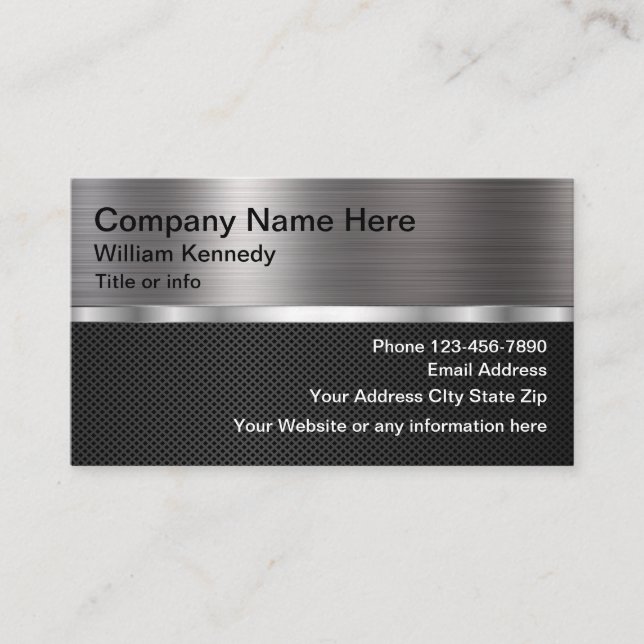 Silver Metallic Look Modern Design Business Card (Front)