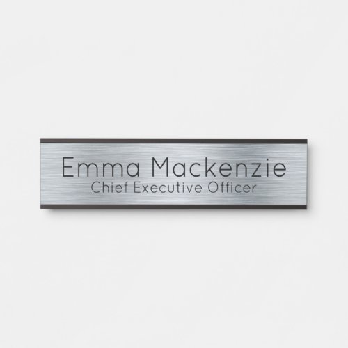 Silver Metallic Look Office Door Sign Name Plate