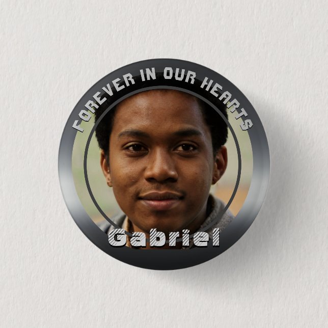 Silver Metallic Look Photo Memorial  Button (Front)