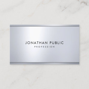 Silver Metallic Look Simple Elegant Cool Template Business Card