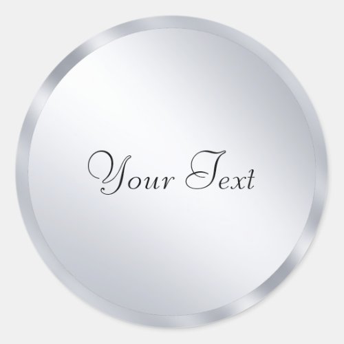 Silver Metallic Look Template Add Your Text Custom Classic Round Sticker