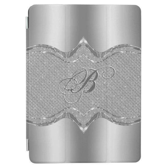 Silver Metallic Look With Diamonds Pattern 2 iPad Air Cover (Front)