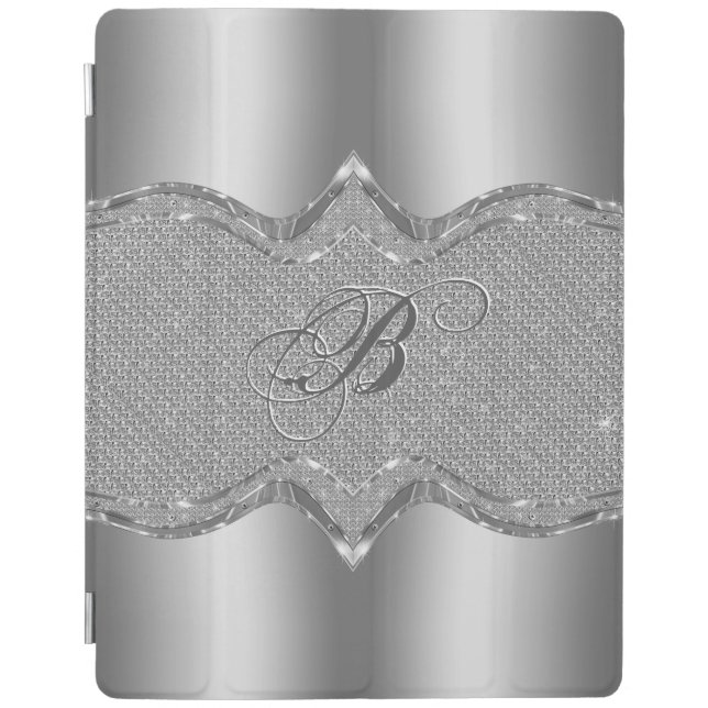 Silver Metallic Look With Diamonds Pattern 2 iPad Air Cover (Front)