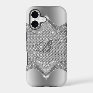Silver Metallic Look With Diamonds Pattern 2 iPhone 17 Case