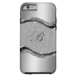 Silver Metallic Look With Diamonds Pattern 2a Tough iPhone 6 Case