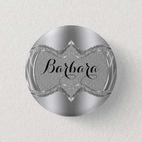 Silver Metallic Look With Diamonds Pattern 3 Pinback Button