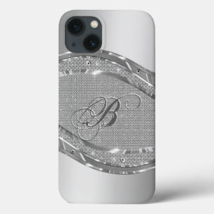 Silver Metallic Look With Diamonds Pattern iPhone 13 Case
