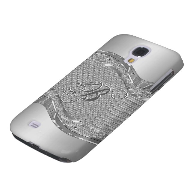 Silver Metallic Look With Diamonds Pattern Case-Mate Samsung Galaxy Case (Bottom)