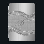 Silver Metallic Look With Diamonds Pattern iPad Mini Cover<br><div class="desc">Silver tones shiny metallic look with diamonds pattern. Custom and optional monogram.</div>