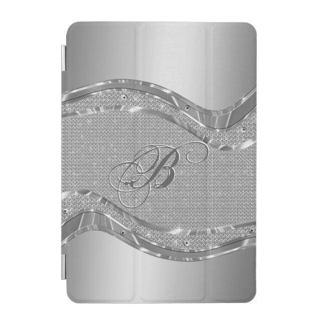 Silver Metallic Look With Diamonds Pattern iPad Mini Cover (Front)