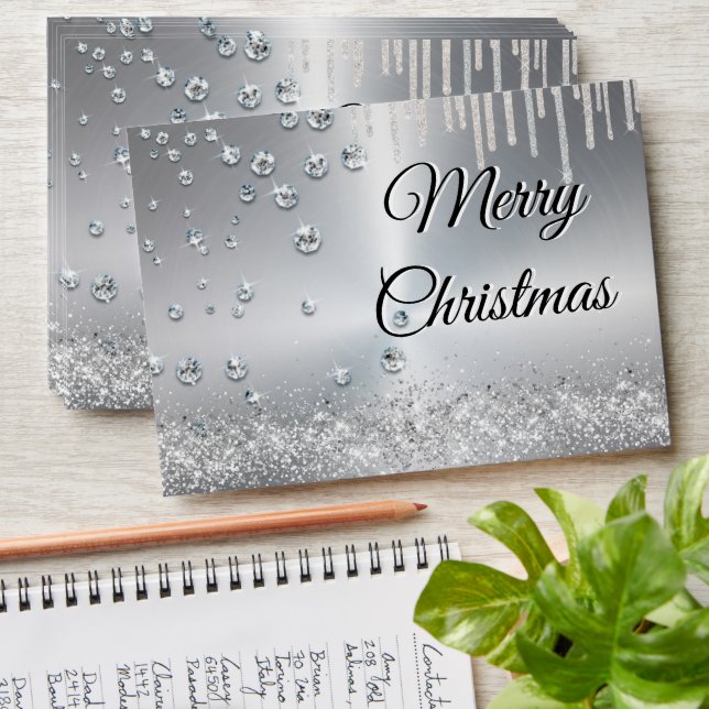 Silver Metallic Merry Christmas  Envelope (Stacked)