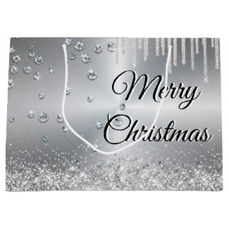 Silver Metallic Merry Christmas  