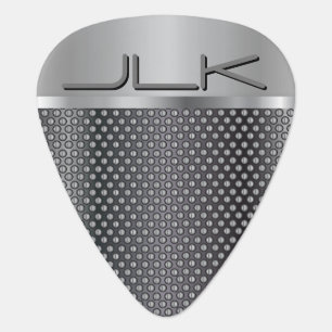 Silver Metallic Metal Mesh   Monogram Guitar Pick