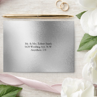 Silver Metallic Modern Elegant Chic Wedding Envelope