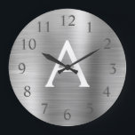 Silver Metallic Monogram Name & Initial Large Clock<br><div class="desc">Silver faux Metallic Monogram Name and Initial Serving Wall Clock. The Wall Clock makes the perfect gift for someone who loves silver stainless steel.</div>