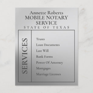 Silver metallic notary public flyer