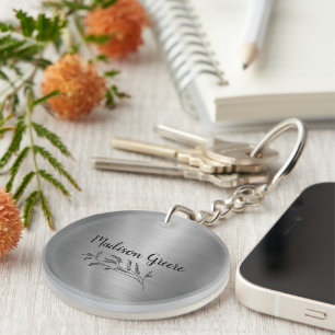 Silver Metallic Personalized Keychain
