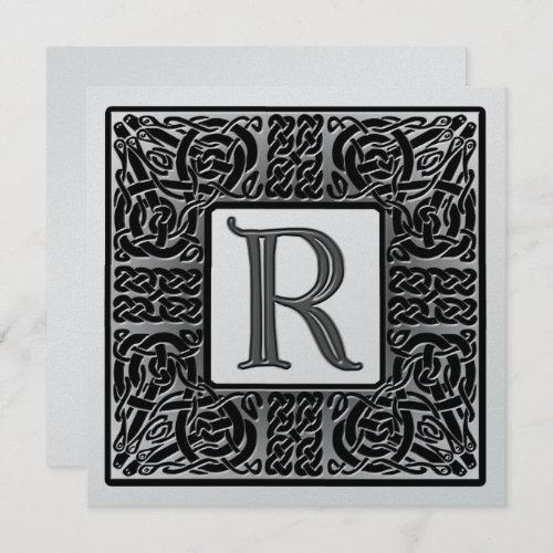 Silver Metallic R Monogram Invitation