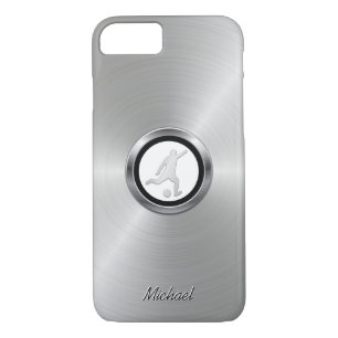 Silver Metallic Soccer Player with Your Monogram iPhone 8/7 Case