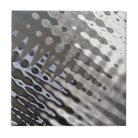 Silver Metallic Steel Texture Abstract Pattern Ceramic Tile