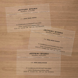 Silver Metallic Stripe Accent Clear Business Cards