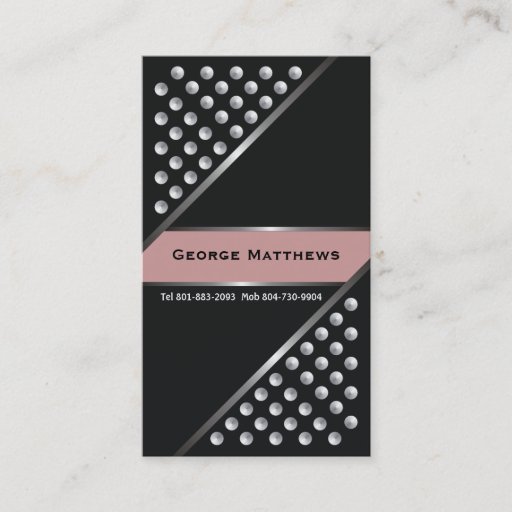 Customizable Silver metallic studs black dust pink business card templates