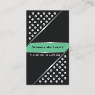 Silver metallic studs black mint green business card