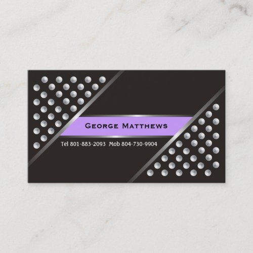Silver metallic studs black purple business cards
