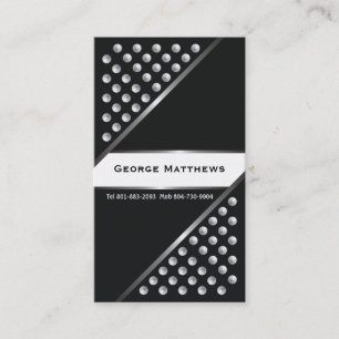 Silver metallic studs black white business cards