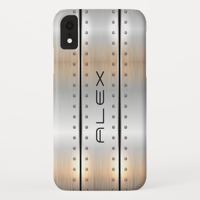 Silver metallic texture geometric masculine design Case-Mate iPhone case (Back)