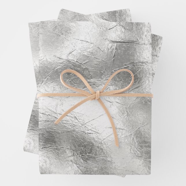 Silver metallic texture rustic shimmer stylish wrapping paper sheets (In situ)