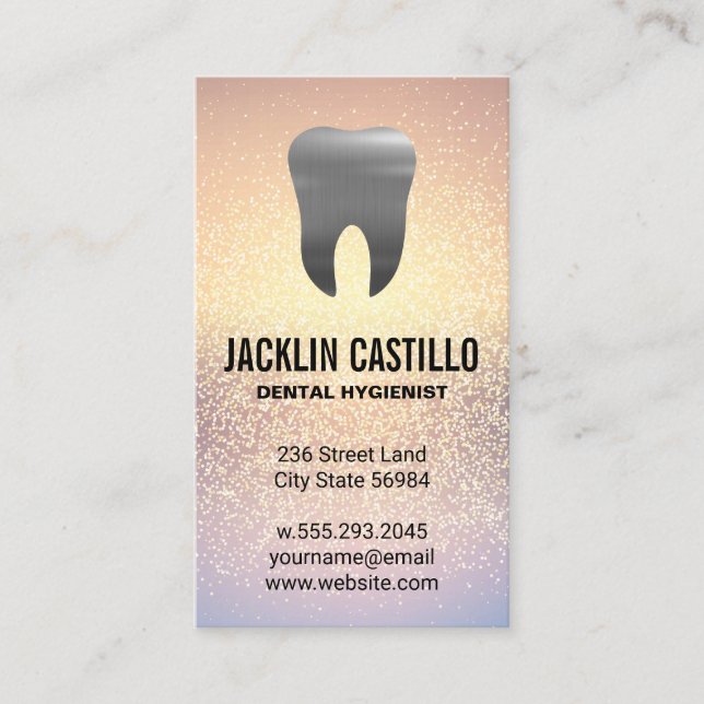 Silver Metallic Tooth | Dentistry | Shimmer Business Card (Front)