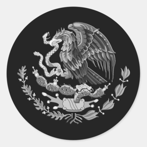 Silver Mexican coat of arms Mexico Eagle Classic Round Sticker