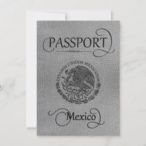 Silver Mexico Passport Save the Date Card