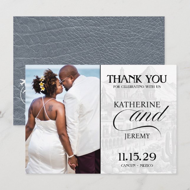 Silver Mexico Passport Thank You Card (Front/Back)