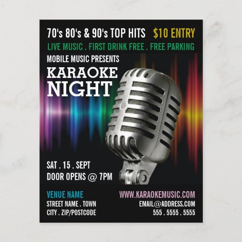 Silver Microphone Karaoke Event Advertising Flyer