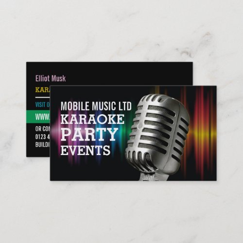 Silver Microphone Karaoke Event Organizer Business Card
