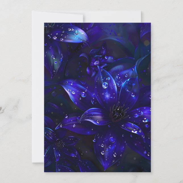 Silver Midnight Blooms Holiday Card (Front)