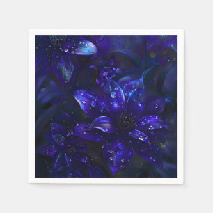 Silver Midnight Blooms Napkins