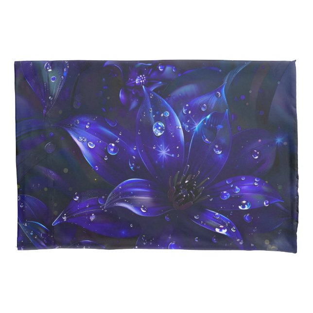 Silver Midnight Blooms Pillow Case (Front)