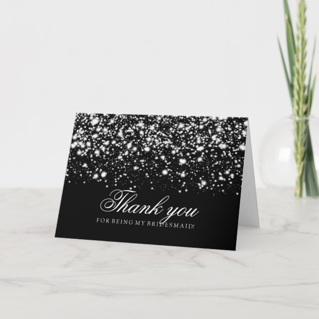 Silver Midnight Glam Thank You Bridesmaid Card (Front)