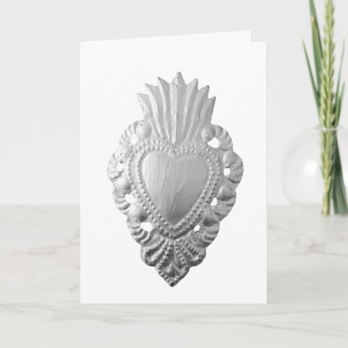 Silver Milagro heart greeting card