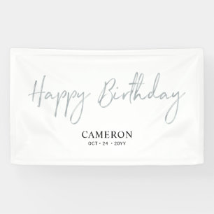 Silver Minimal Custom Happy Birthday Banner