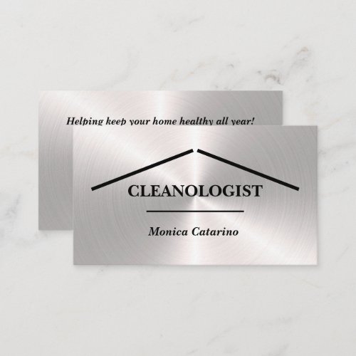 Silver Minimal Pro Home Cleaning Business Card