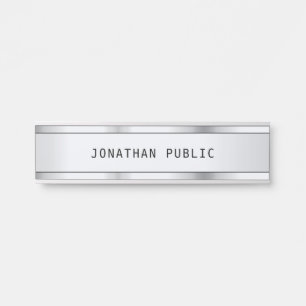 Silver Minimalist Design Elegant Modern Template Door Sign