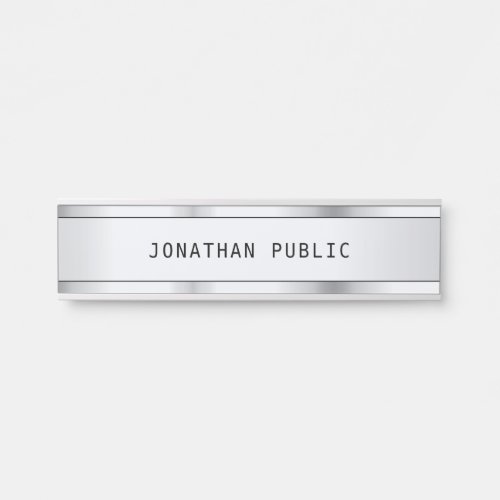 Silver Minimalist Design Elegant Modern Template Door Sign